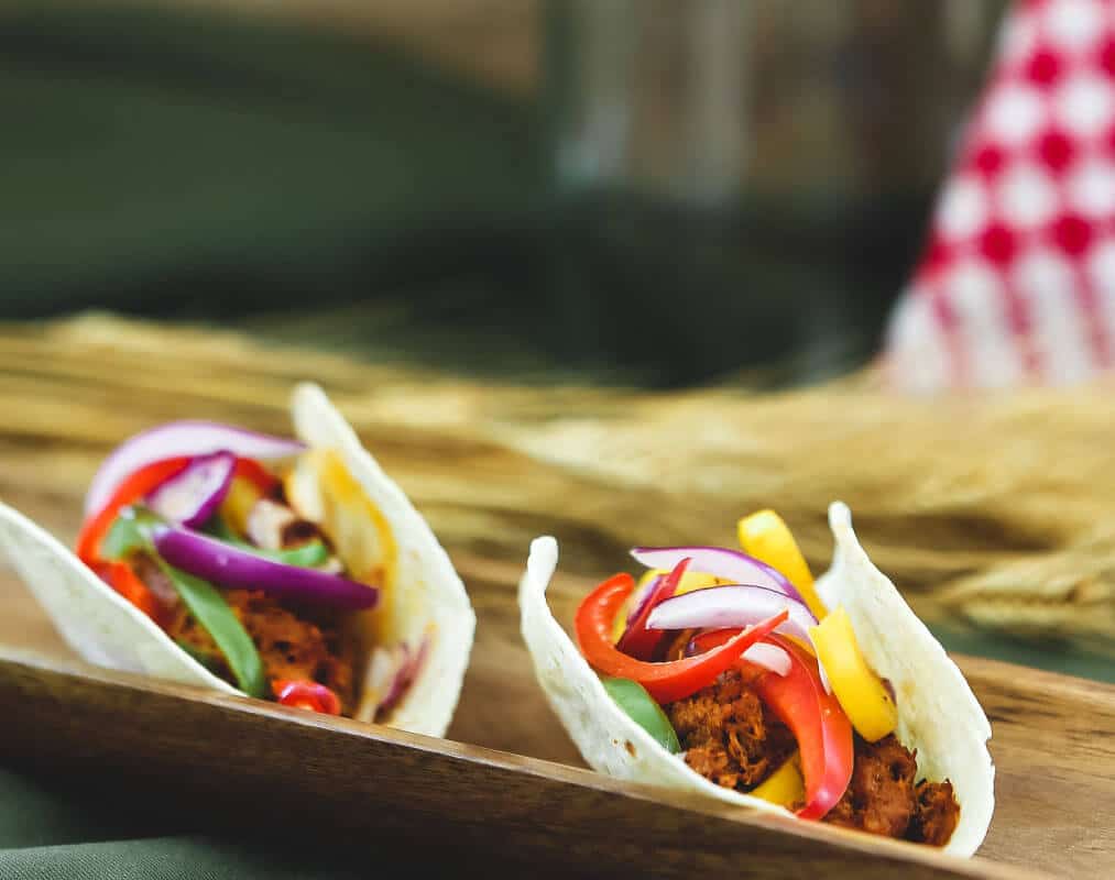 Mini fajitas de carne picada y verdura